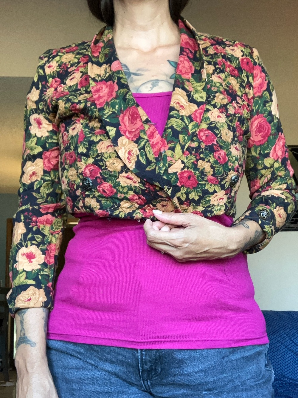 90s Witchy soft goth floral jacket